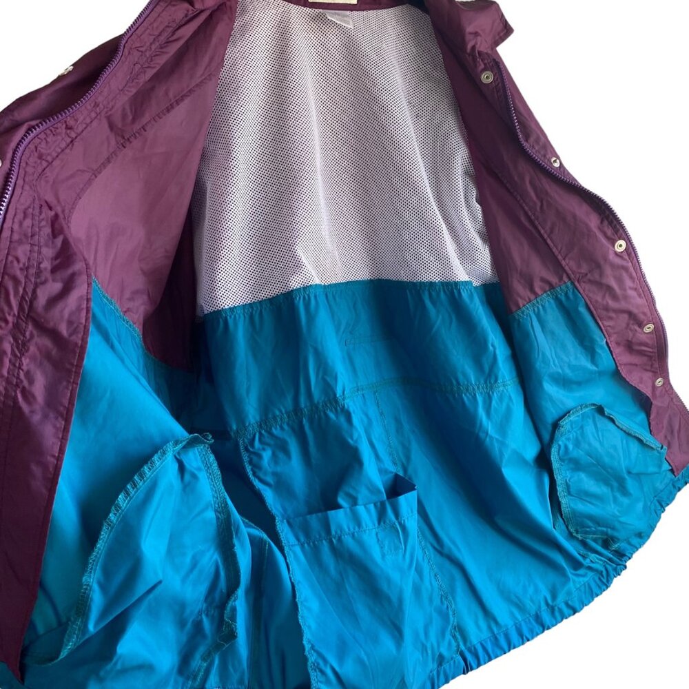 Vintage 90s Golfsmith Golf Nylon Men Windbreaker Jacket Purple Teal Green Vented - Picture 12 of 15